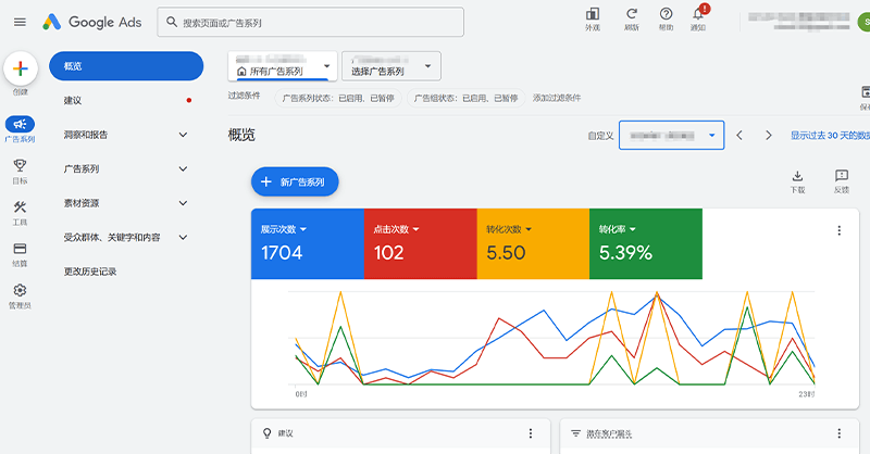 Google Ads操作界面